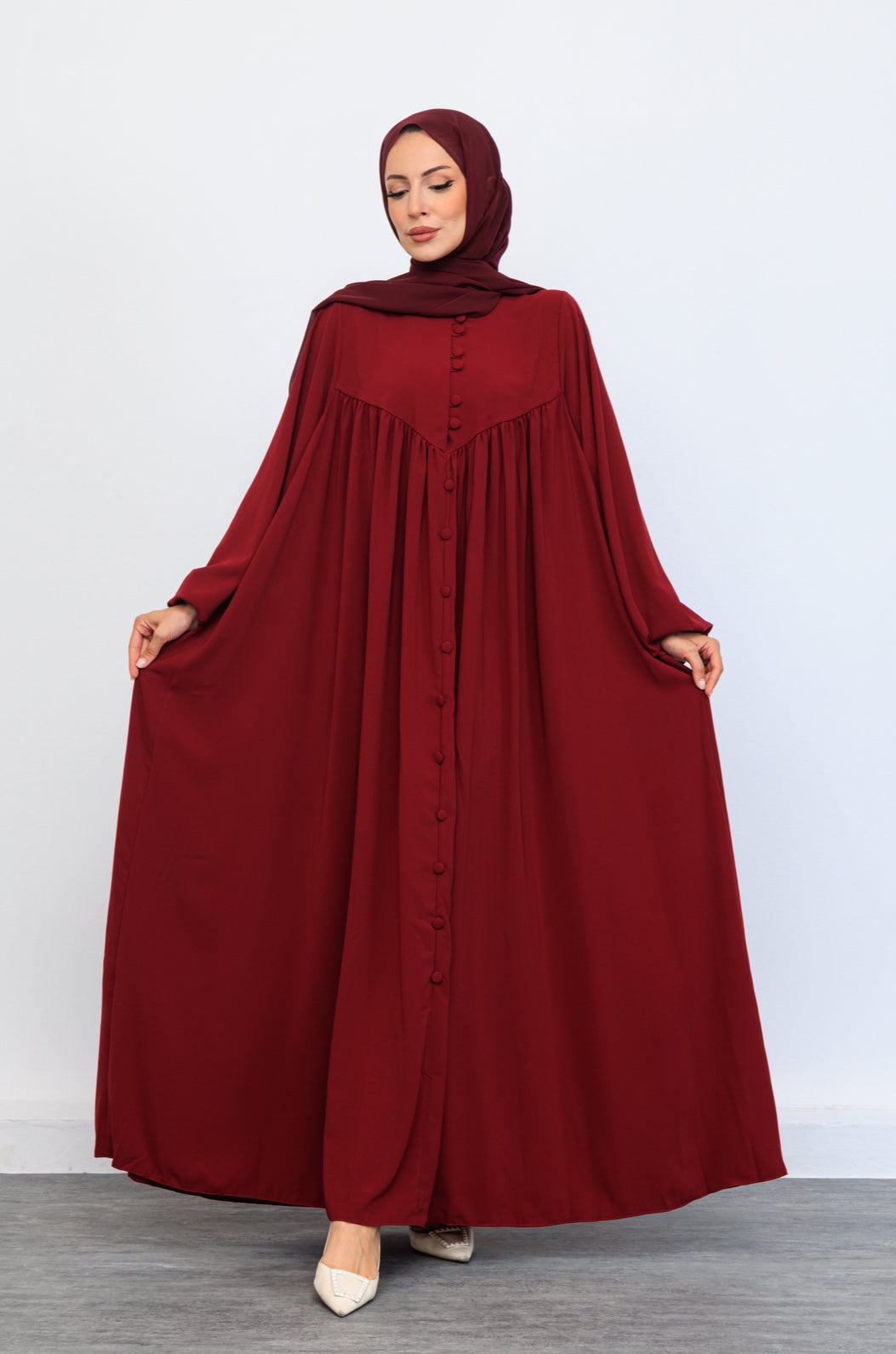 Prenses Model Mısır Medine İpeği Tesettür Elbise