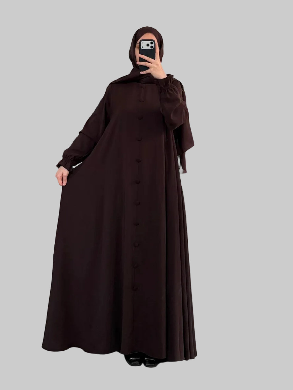 Ecem Model Dubai İpeği Fermuarlı Tesettür Ferace