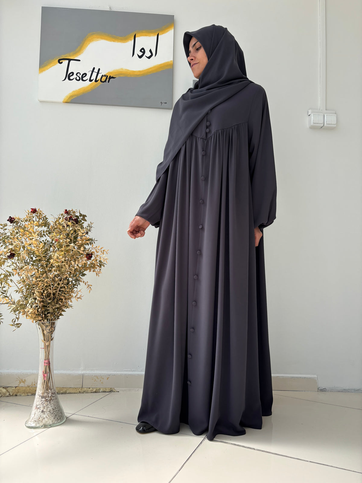 Prenses Model Mısır Medine İpeği Tesettür Elbise