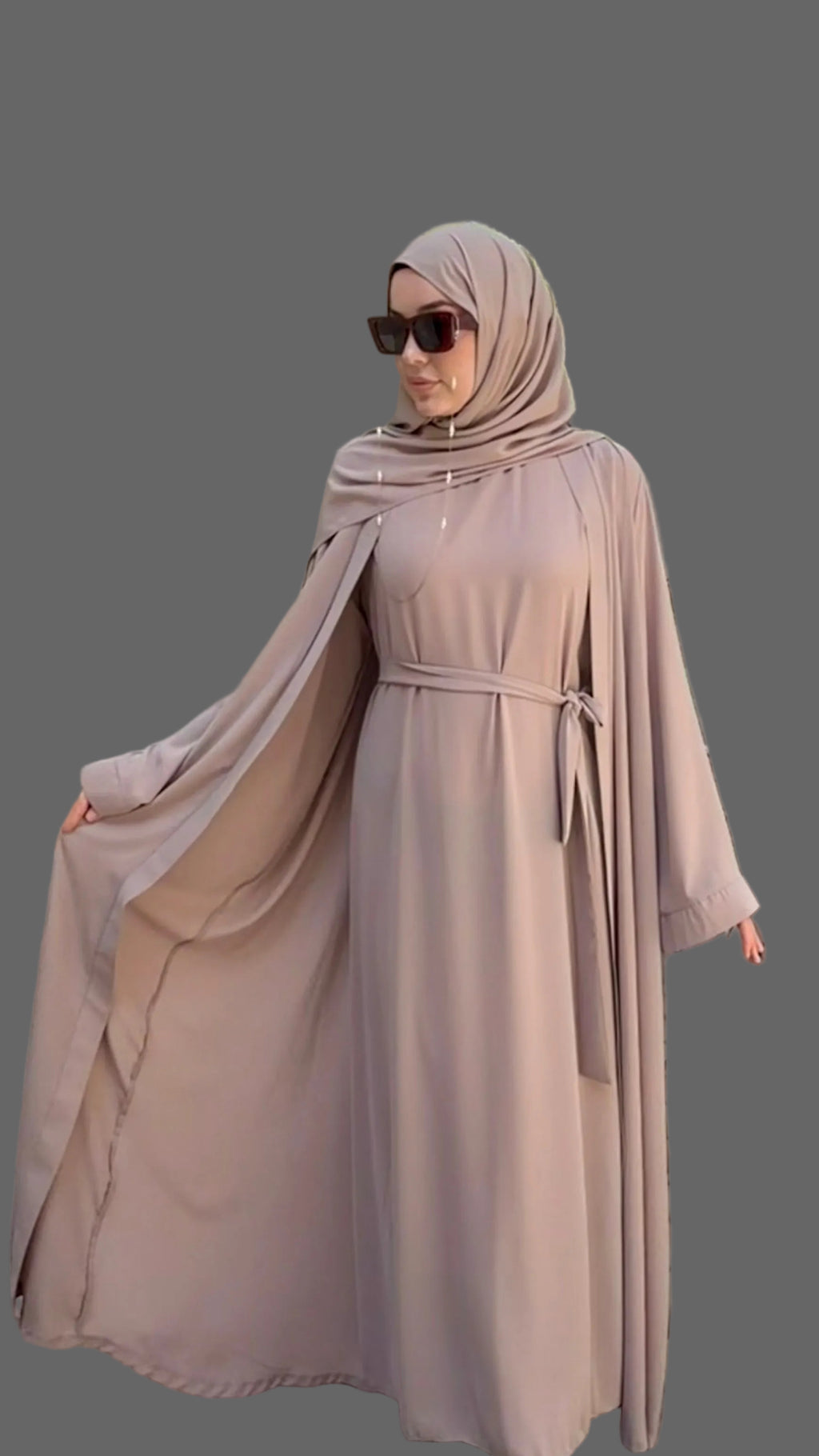 NOURA abaya set taş
