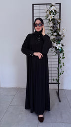 Hüma Model Medine İpeği Düğme Detaylı Tesettür Elbise