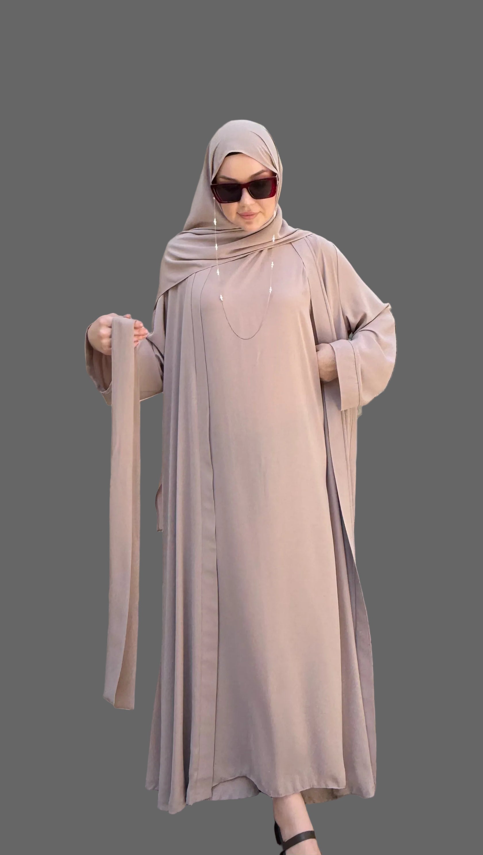 NOURA abaya set taş