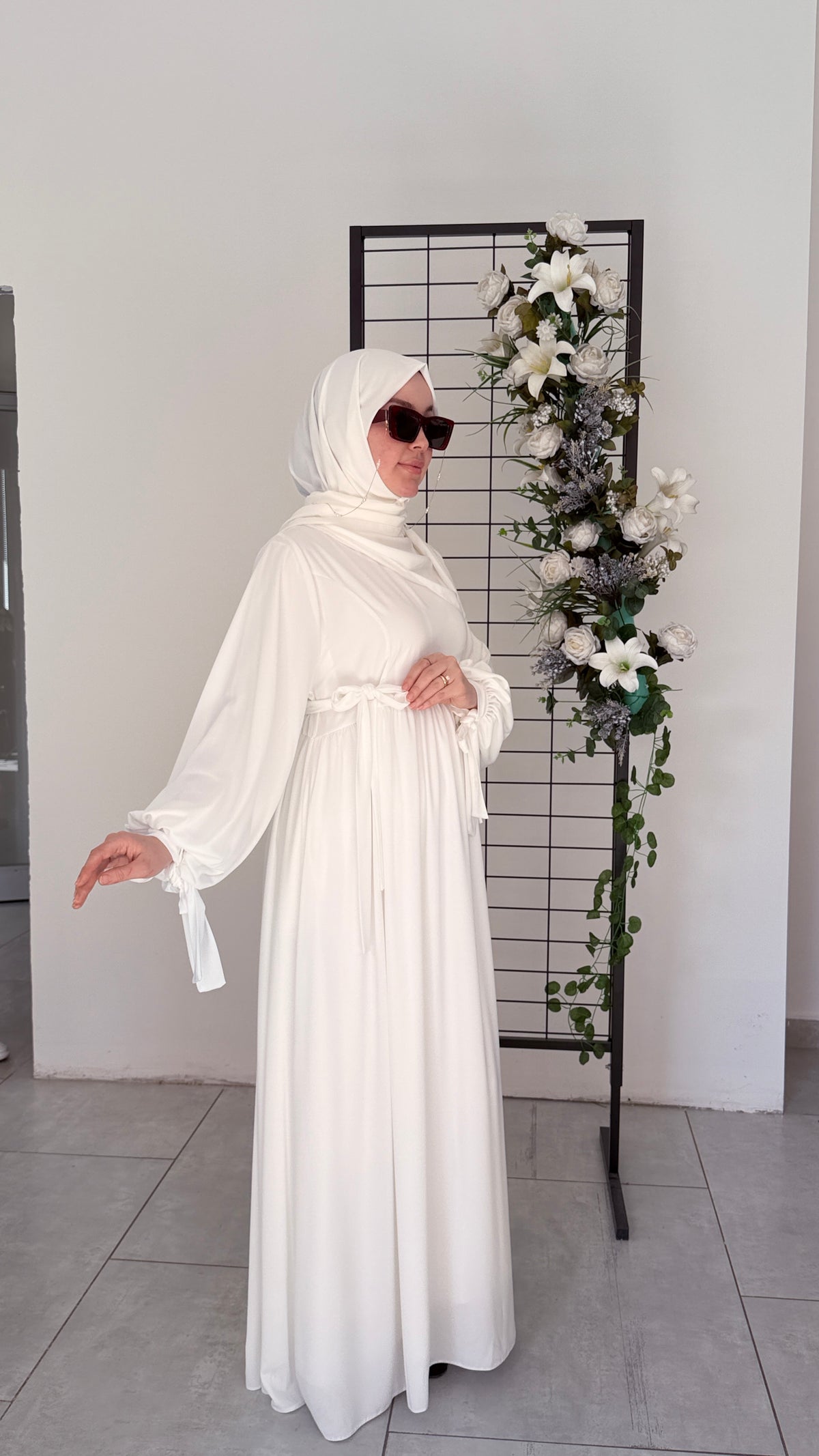 Elif Model Mısır Medine İpeği Fermuarlı Tesettür Elbise
