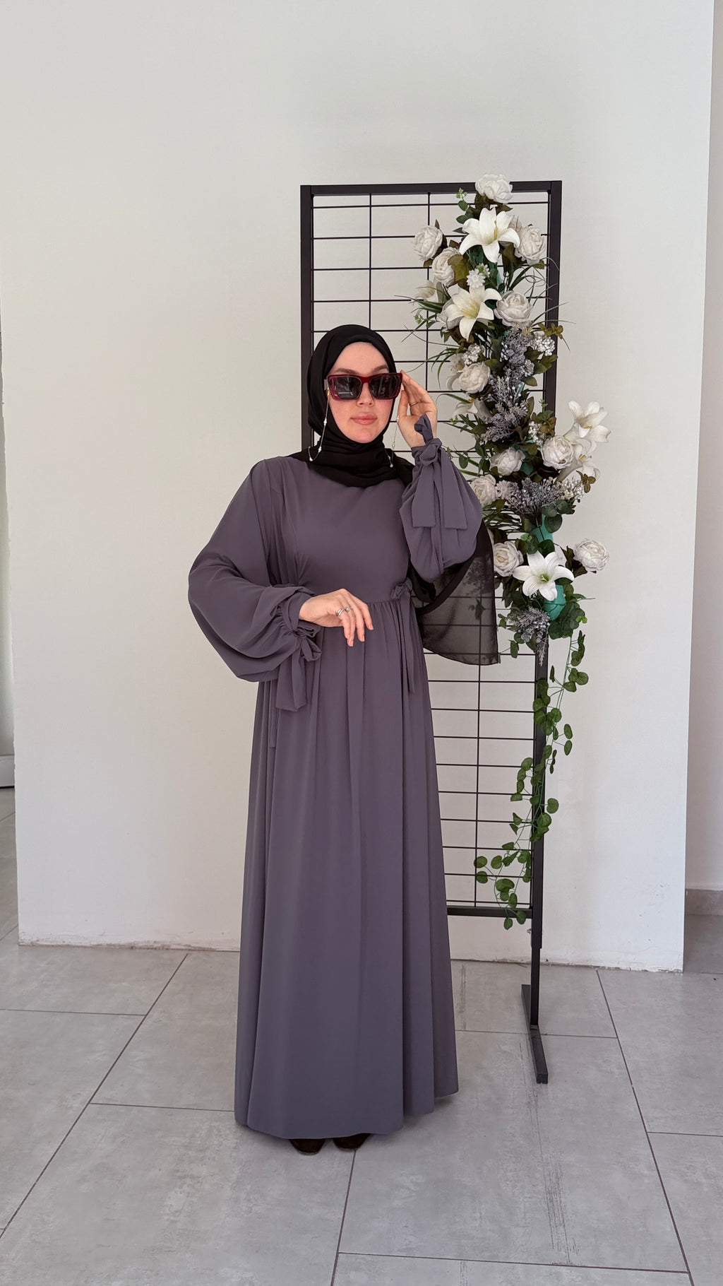 Elif Model Mısır Medine İpeği Fermuarlı Tesettür Elbise