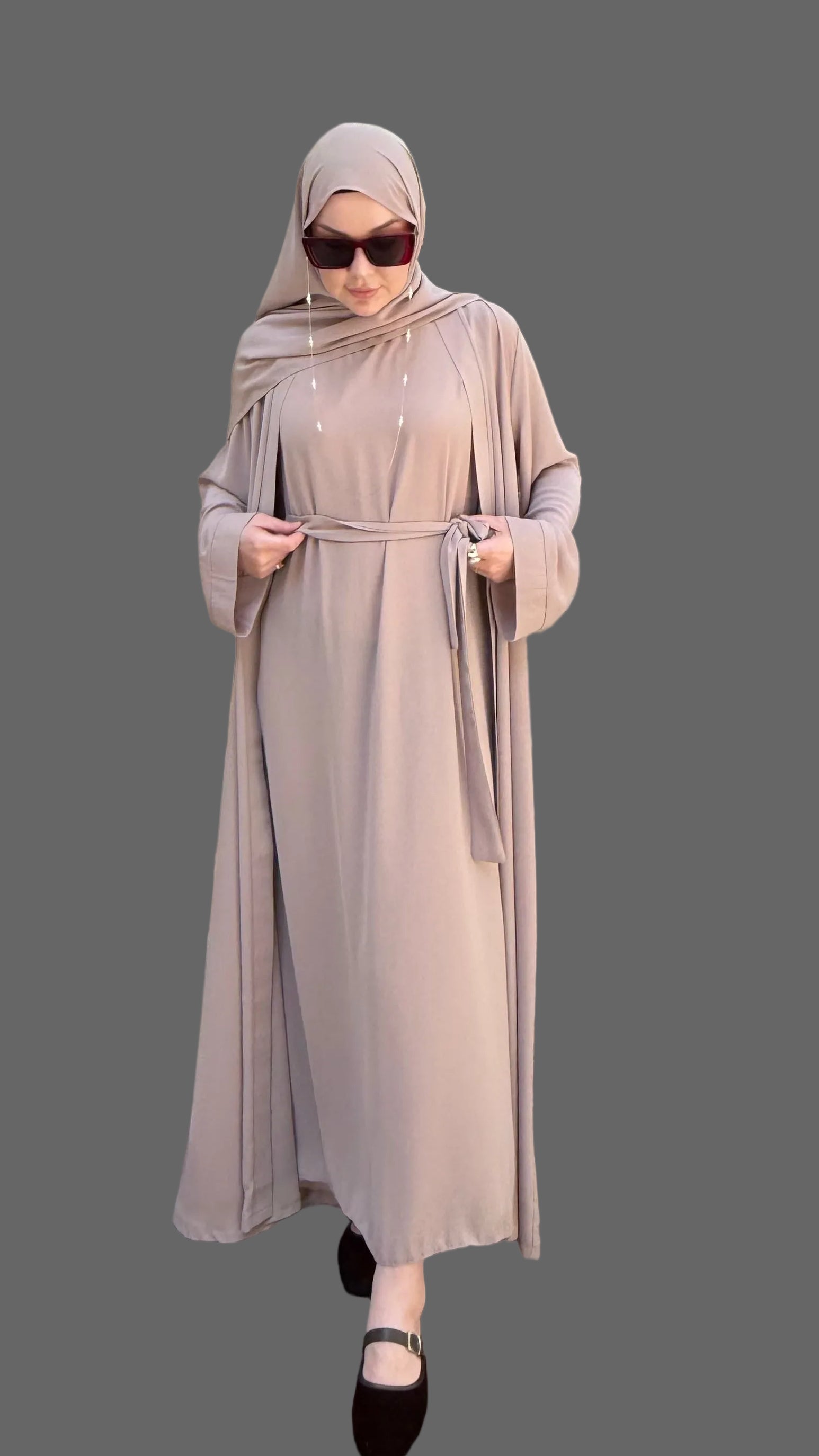 NOURA abaya set taş