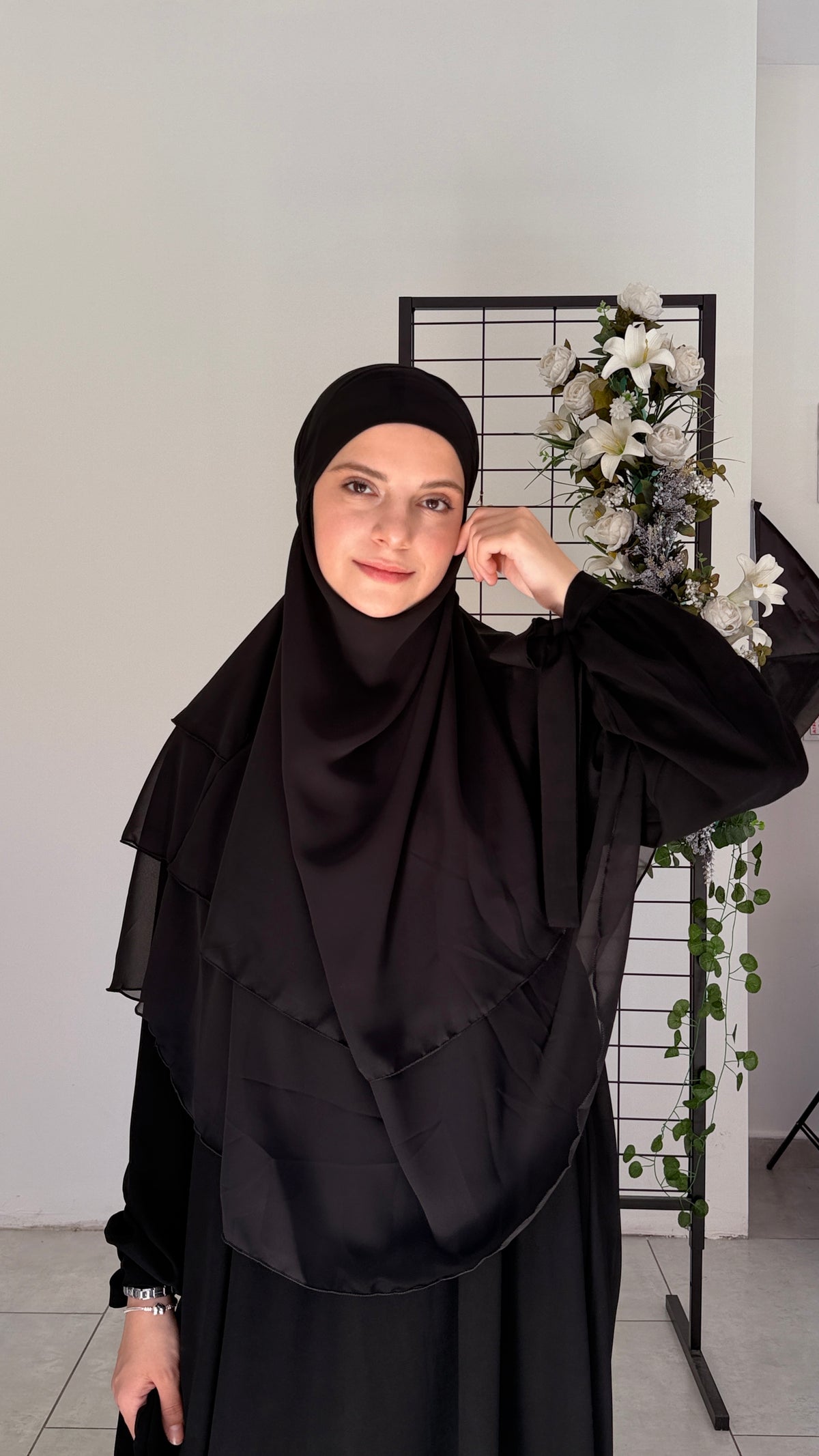 Saye Model İki Katlı Şifon Tesettür Sufle