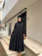 Ecem Model Dubai İpeği Fermuarlı Tesettür Ferace