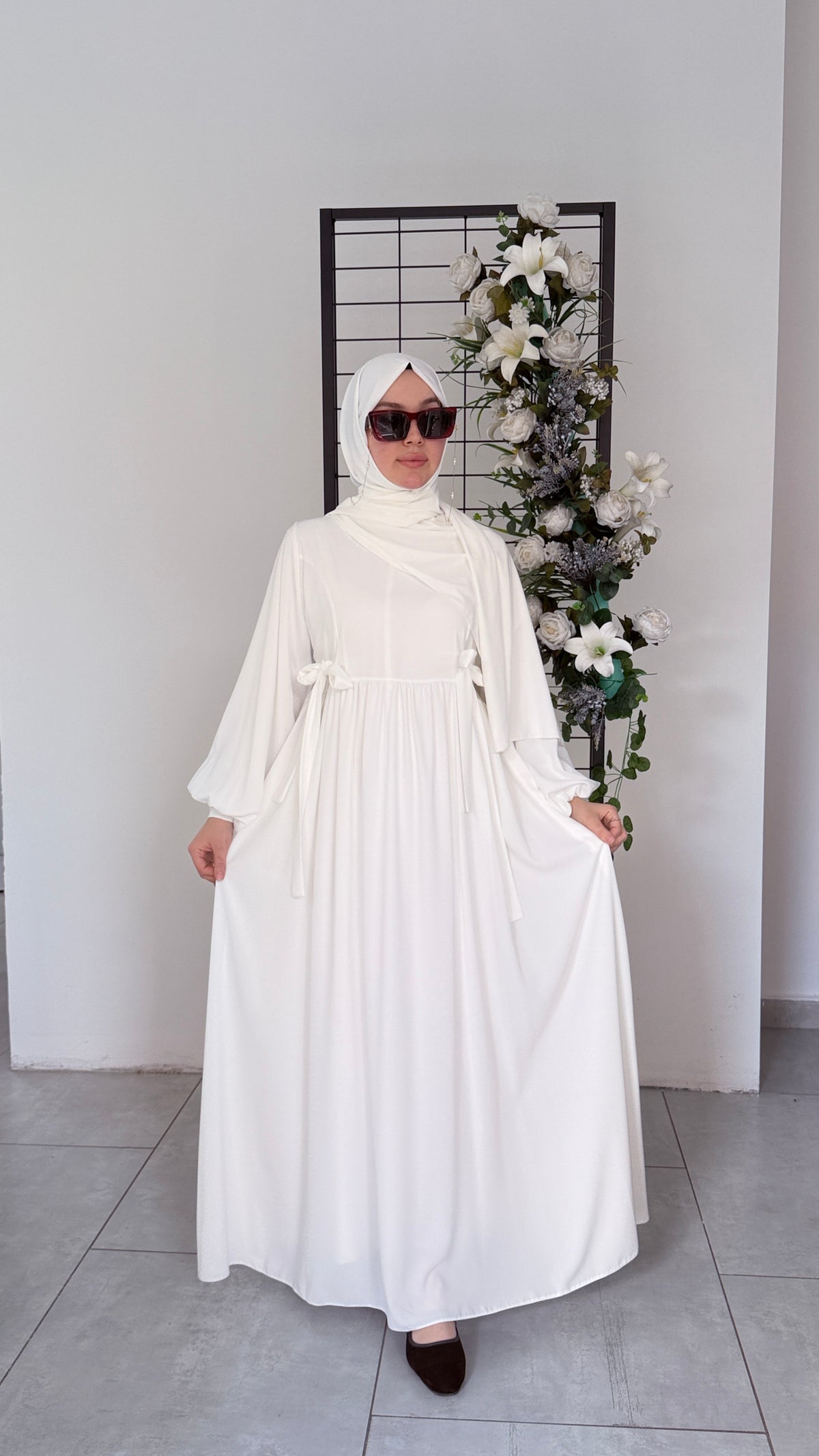 Elif Model Mısır Medine İpeği Fermuarlı Tesettür Elbise