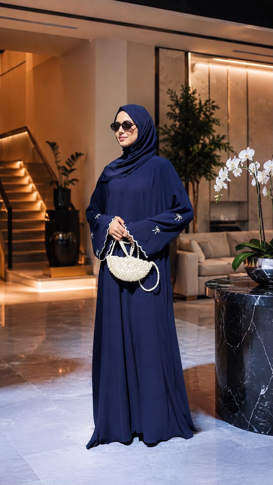 İpek’im Model Fiyonk Nakış İşlemeli Şal Hediyeli Tesettür Abaya