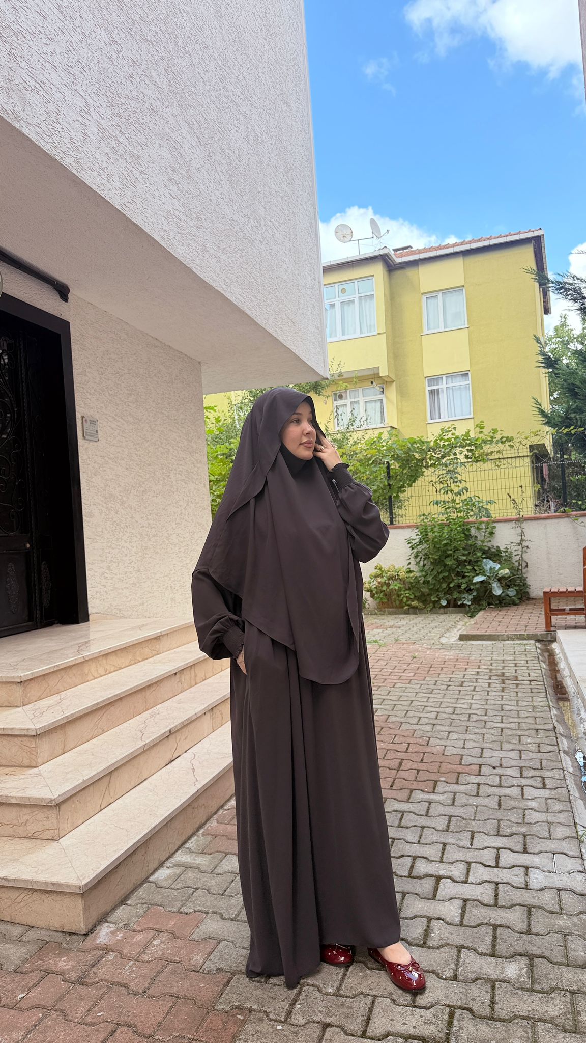 Zeynep Model Mısır Medine İpeği Gölgeli Sufleli Tesettür Set